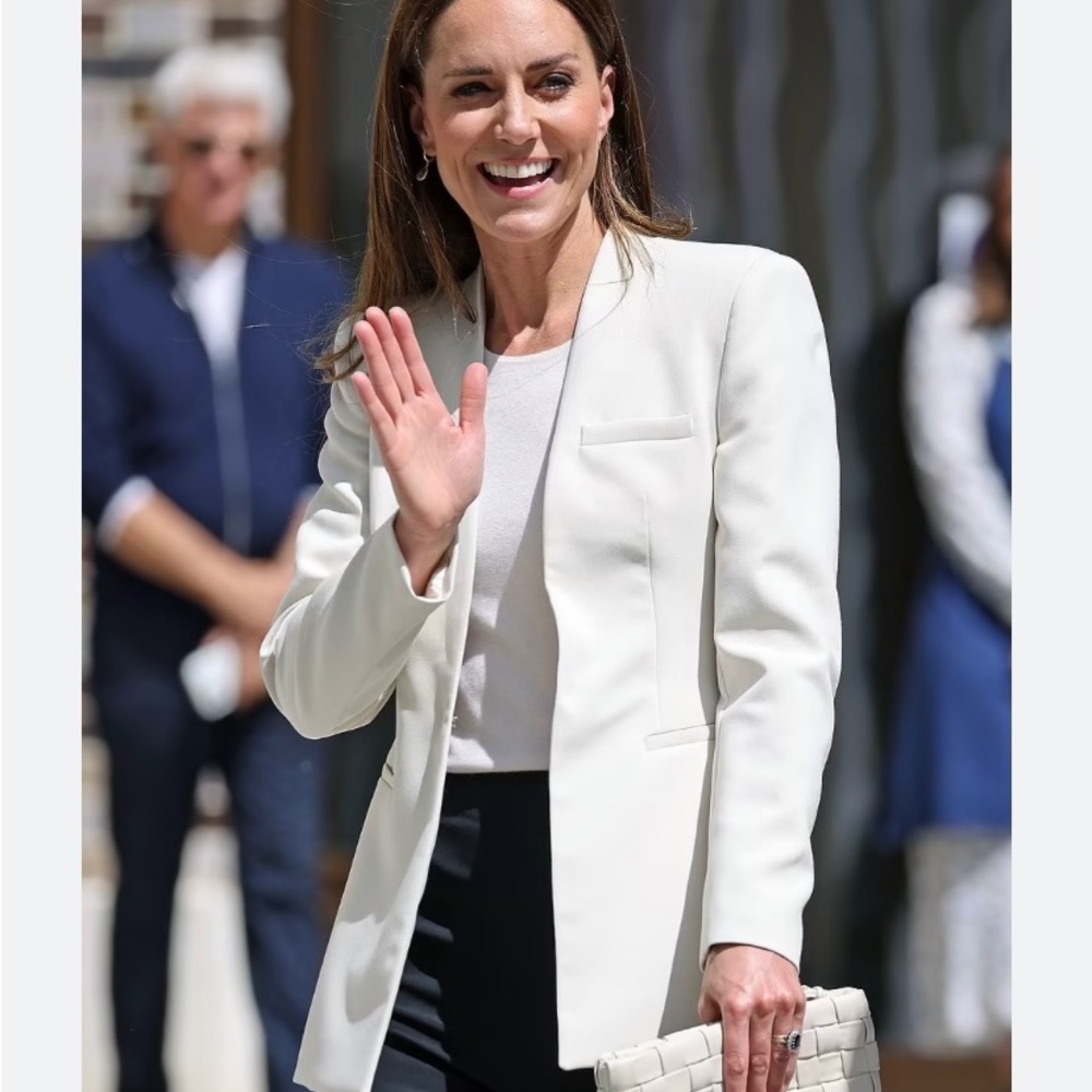 Zara | inverted lapel long blazer in ecru NWT (XL)